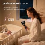 CrazyMar Ionen-Haartrockner mit 180.000 U/min Motor – 5X schneller trocknen, geräuscharm – Bild 8