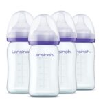 Lansinoh Glasflaschenset 160 ml – NaturalWave Sauger für natürliches Stillverhalten, 4er Set