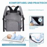 Lekebaby Wickelrucksack 23L mit Wickelunterlage – Multifunktionale Babytasche für Reisen – Bild 6