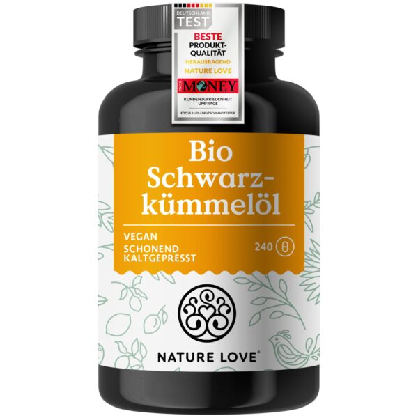 Nature Love Bio Schwarzkümmelöl 240 Kapseln – 1000mg hochdosiert für 4 Monate