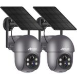 ANRAN 2K Solar Überwachungskamera Aussen – 360° PTZ, Farbnachtsicht & Alexa, 2er Set