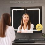 DICTAC Badezimmerspiegelschrank 80x60x16 cm – LED-Beleuchtung & Steckdose mit Sensortaste – Bild 4