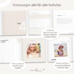 mintkind Erinnerungsbuch Petrol – Geburtstagsbuch von 0–18 Jahren mit Leineneinband – Bild 3