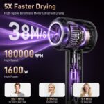 aowoka Haartrockner mit LED-Display & bürstenlosem Motor 160.000 U/min – Ionen-Föhn mit Diffusor für schnelles, schonendes Trocknen – Bild 2