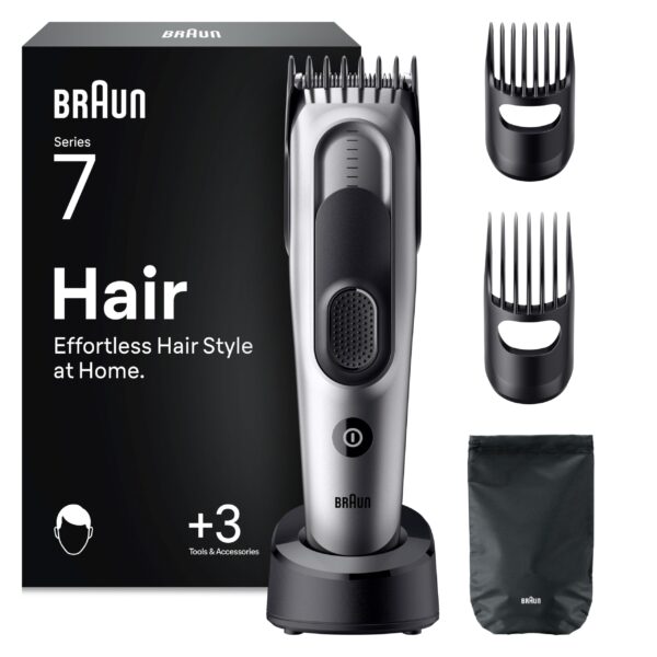 Braun HC7590 Haarschneider Series 7 mit 17 Längen & lebenslang scharfer Klinge – Kabelloser Haartrimmer für Herren
