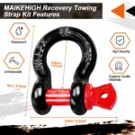 MAIKEHIGH Abschleppseil 5M x 5cm, 10 Tonnen Polyester – Komplettes Off-Road Recovery Kit – Bild 4