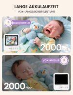 OBVHNUA Babyphone mit Kamera 720P – Ohne WLAN, 12h Akku & Nachtsicht – Bild 7