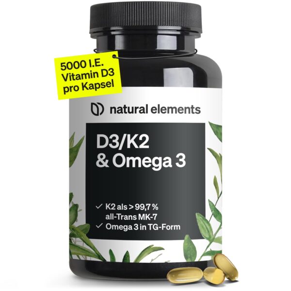 Vitamin D3 + K2 + Omega 3 Kapseln – Premium K2VITAL & Golden Omega für Knochen & Herzgesundheit