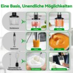 BESROY Stabmixer Set 5 in 1 mit 1100W Motor – Multifunktionales Püriergerät für Suppen & Smoothies – Bild 5