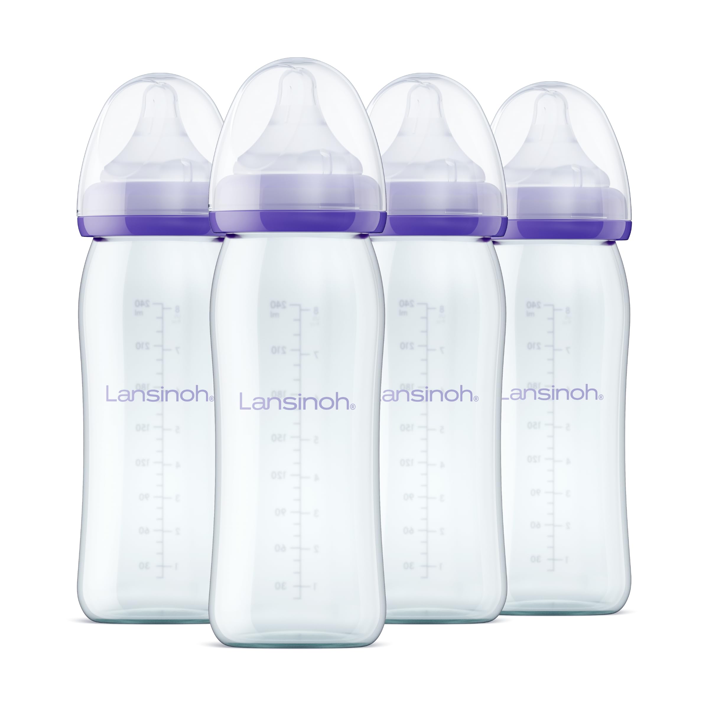 71qyKJP76tL._SY2400_.jpg Lansinoh Glas Flaschenset 240 ml mit NaturalWave Sauger – 4 Premiumflaschen für Stillbabys – Bild 1
