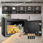 7Sevenjokers Feuerfester Tresor 31x20x20 cm – Einbruchsicher mit Passwort & Schlüssel – Bild 7