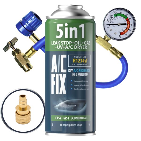 A/C FIX 5in1 R1234yf Kältemittel – Klimaanlage Komplettset mit Öl & Adapter