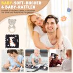 Baby-Geschenkkorb mit Windel-Caddy, Sensorikbuch & Meilensteinkarten – Unisex Neugeboreneset – Bild 5