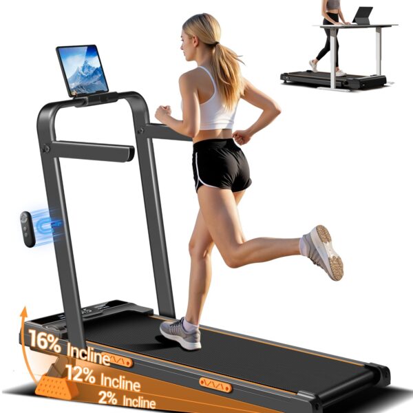 LONTEK Klappbares Laufband mit Steigung – 10 km/h Heimtrainer für Zuhause