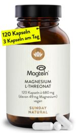 SUNDAY NATURAL Magnesium Threonate mit Magtein® – 120 Kapseln für Nervensystem & Entspannung