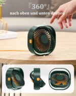 benpen USB Tischventilator mit 3 Geschwindigkeiten & 360° Kopf – Leiser Mini-Ventilator für Büro & Zuhause – Bild 4
