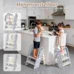 Onasti Tritthocker Kinder – Höhenverstellbar 3 Stufen mit Sicherheitsgriffe für Küche & Bad – Bild 3