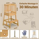 COSYLAND Lernturm ab 1 Jahr – Montessori Learning Tower aus Bambus mit Sicherheitsgeländern – Bild 2