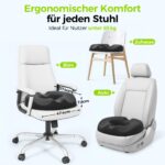 AUVON Orthopädisches Sitzkissen Rund mit Doppel-U-Aussparung – Entlastet Steissbeinnachhaltig – Bild 7
