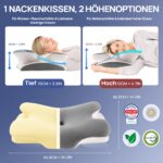 MULISOFT Nackenkissen Memory Foam mit ergonomischer Schmetterlingform – Doppelte Höhe für alle Schlaftypen – Bild 2