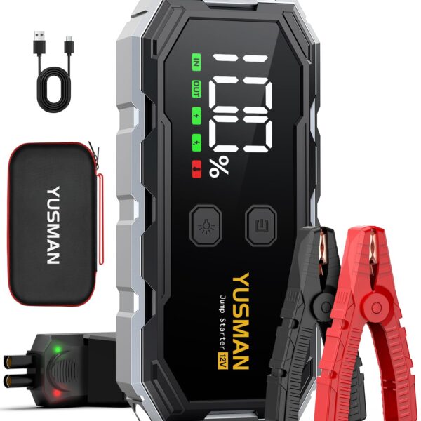 YUSMAN F02 Starthilfe Powerbank 9000A – Autobatterie Booster für PKW, SUV & Motorräder