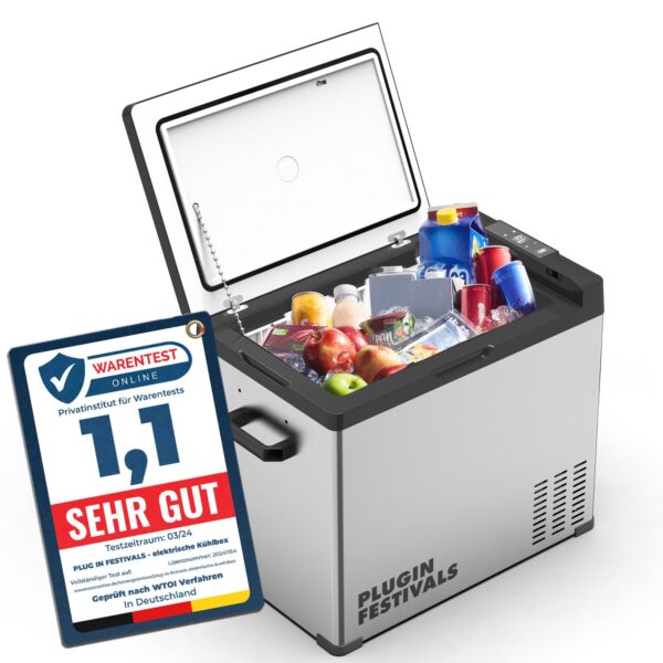 PLUG IN FESTIVALS 50L Kompressor Kühlbox – Gefrierbox bis -20°C für Auto & Camping