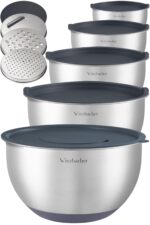 Winzbacher 5er Edelstahl Schüssel Set mit Deckel & Reibe – Rührschüssel stapelbar