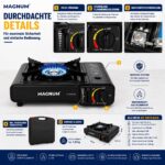 MAGNUM Gaskocher mit Piezozündung inkl. 4x Gaskartuschen – Campingkocher – Bild 4