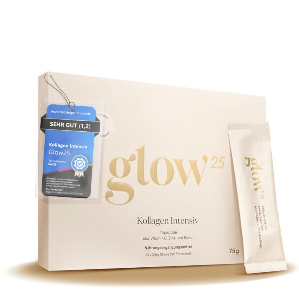 Glow25 Kollagen Intensiv 30 Sticks – Marine Tripeptide mit Vitamin C & Biotin
