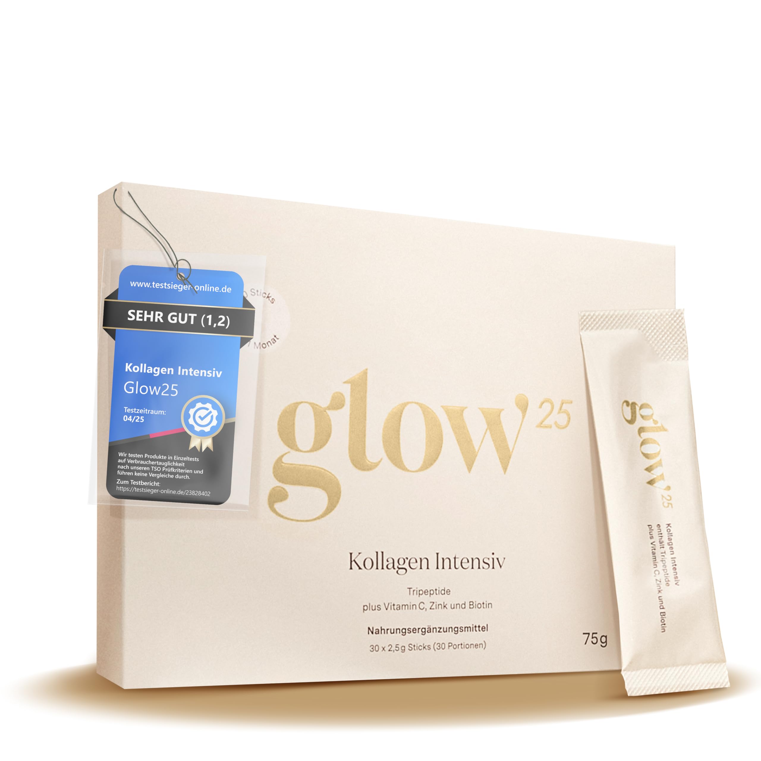 71sU1Zdv7KL._SY2560_.jpg Glow25 Kollagen Intensiv 30 Sticks – Marine Tripeptide mit Vitamin C & Biotin – Bild 1