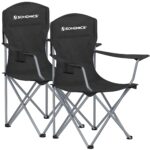 SONGMICS 2er Set Campingstuhl bis 150 kg – Tragbarer Klappstuhl mit Getränkehalter