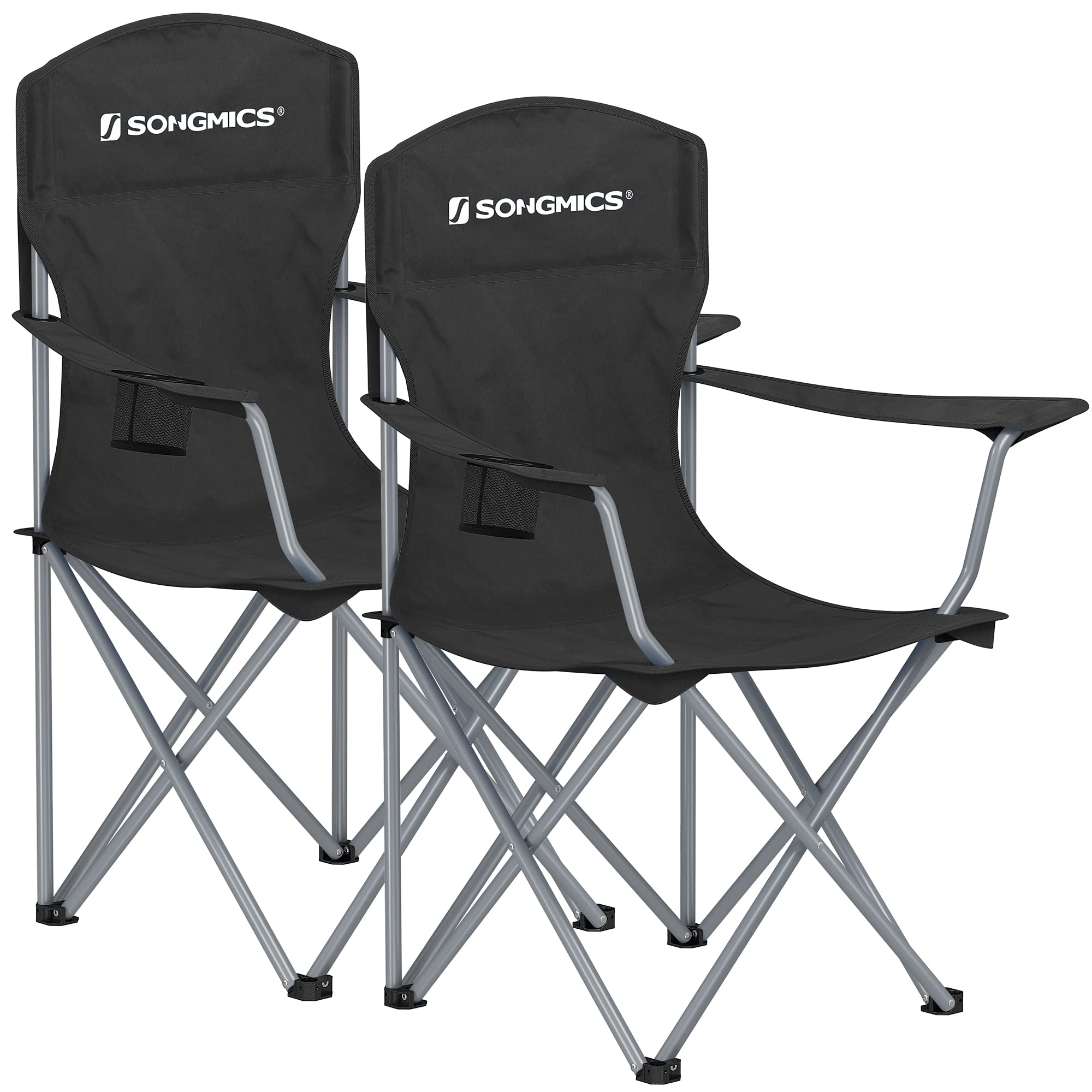 71sU8iiFOnL._SY2000_.jpg SONGMICS 2er Set Campingstuhl bis 150 kg – Tragbarer Klappstuhl mit Getränkehalter – Bild 1