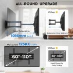 BONTEC TV Wandhalterung 60–110 Zoll – Doppelarm-Halterung bis 125 kg mit 1016 mm Auszug – Bild 2