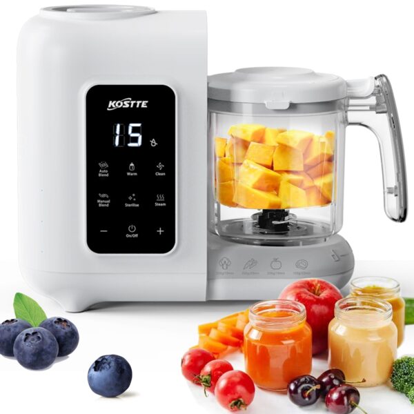 KOSTTE 6-in-1 Babynahrungszubereiter – Dampfgarer & Mixer mit automatischer Reinigung