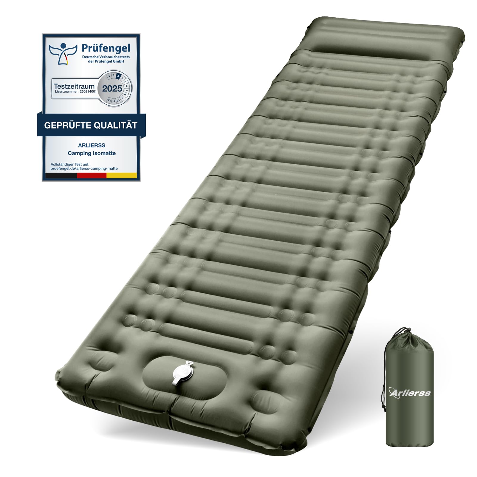 71sgak7pnLL._SY1600_.jpg Arlierss Isomatte 12cm mit Fusspress-Pumpe & Kissen – Camping Schlafmatte für Outdoor – Bild 1