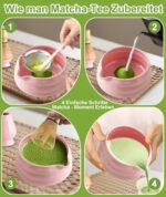 JBER Matcha Set Rosa 7-teilig – Handwerkliches Matcha Zubehör mit Bambusbesen & Keramikschale – Bild 5