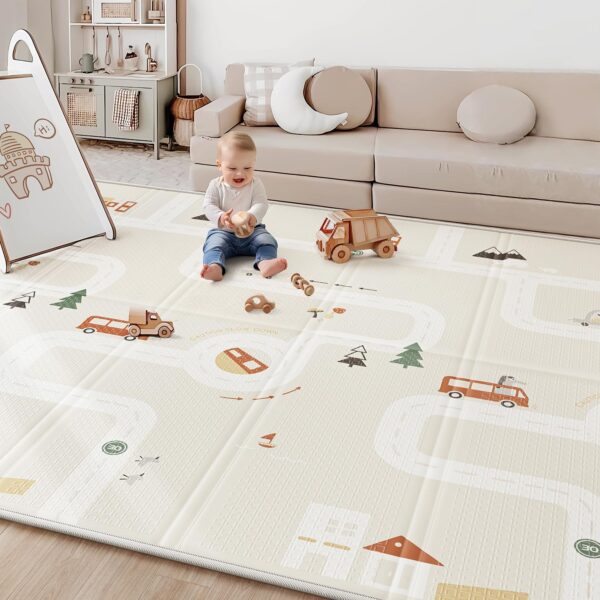 BG-BABYGO Krabbelmatte 147x177 cm – Faltbare Spielmatte aus XPE-Schaumstoff für Babys