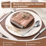 Terlulu 36-teiliges Edelstahl Besteckset mit Steakmessern für 6 Personen – Spülmaschinenfest – Bild 3