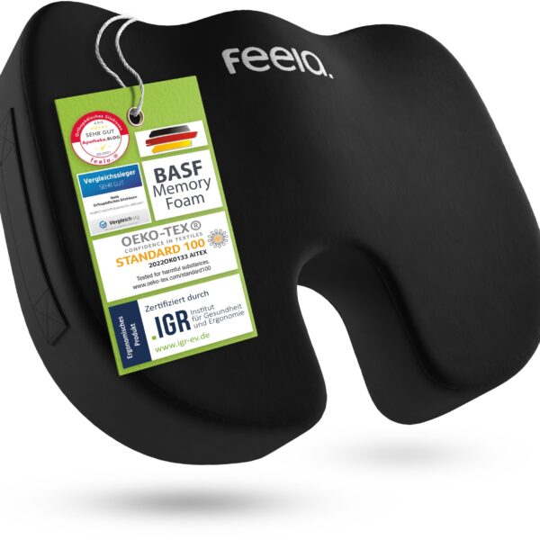 feela® Orthopädisches Sitzkissen Medium – Ergonomisches Design mit Memory-Schaum für Büro & Auto