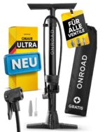 ONROAD ON-AIR Fahrradpumpe – Universalventil Standpumpe mit Manometer & Zubehör