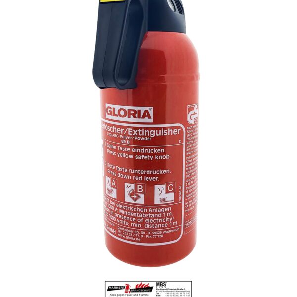 Gloria Auto-Pulverlöscher P2 GM 2 kg – Kompakter Feuerlöscher für Kfz & Haushalt
