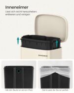 SONGMICS Treteimer 30 Liter mit Softclose-Deckel – Edelstahl Mülleimer für die Küche – Bild 6