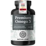 Nature Love Premium Omega 3 – 1000 mg Fischöl hochdosiert mit 80% EPA & DHA – 120 Kapseln