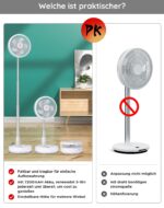 Primevolve 8" Oszillierender Standventilator mit Fernbedienung – Tragbar & Leise für Reise – Bild 8