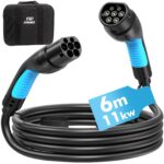 EVDANCE Typ 2 Ladekabel 6m 11kW – 16A 3-Phasig für Elektroautos mit Tasche