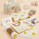 vamei Neugeborenen Geschenkset für Jungen & Mädchen – 10-teilig mit Strampler & Badetuch – Bild 7