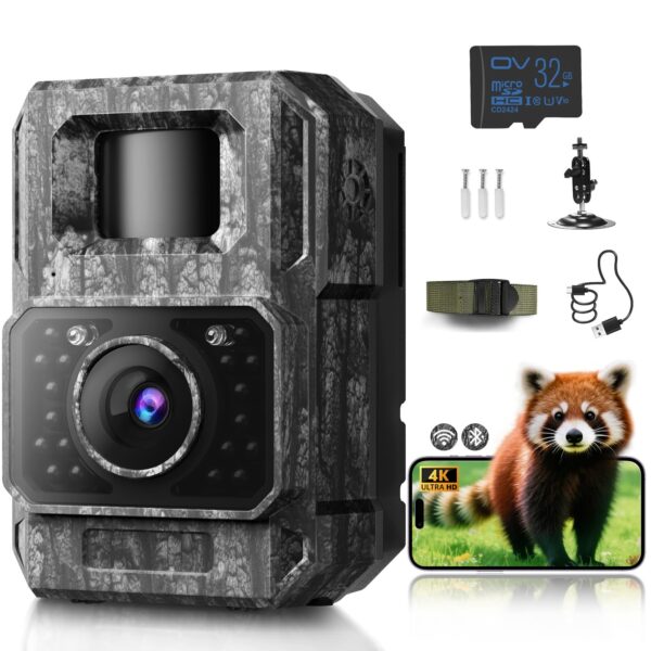 MAXDONE Wildkamera 4K 64MP mit App-Steuerung – Wildtierkamera mit Nachtsicht & 6000mAh Akku