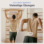 gurkler Sprossenwand Holz mit Klimmzugstange & Dip Extension – Trainingsgerät für Erwachsene & Kinder – Bild 2