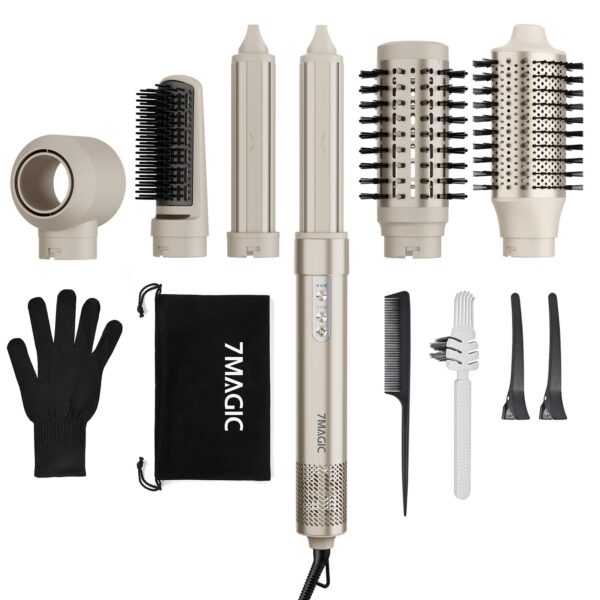 7MAGIC 6-in-1 Airstyler mit Lockenstab, Glättbürste und Volumenbürsten