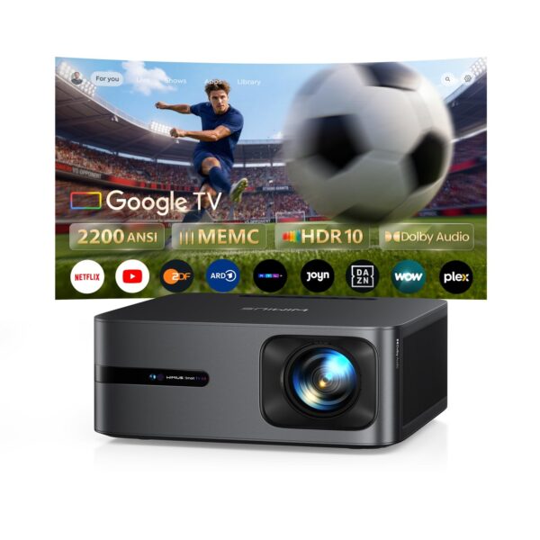WiMiUS G2 4K Beamer mit Google TV 14.0 – 2200 ANSI Smart Projektor mit MEMC & Dolby Audio